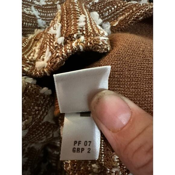 St. John Collection Women's Brown White Tweed Knit Zip Up Sweater Jacket Size 10 - Picture 6 of 7